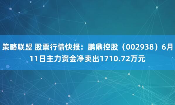 策略联盟 股票行情快报：鹏鼎控股（002938）6月11日主力资金净卖出1710.72万元